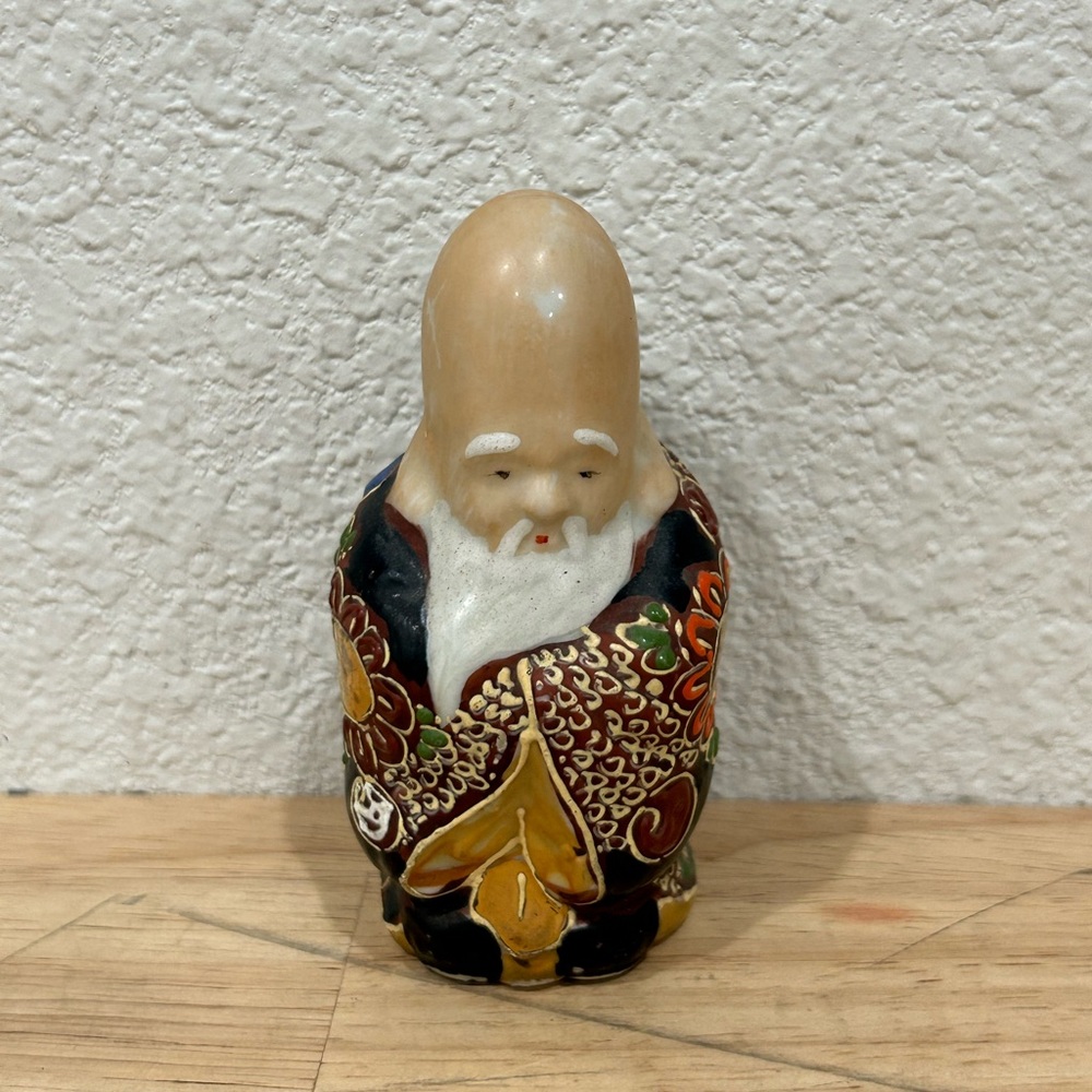 Vintage Japanese Lucky God 4” Porcelain Figurine Warrior